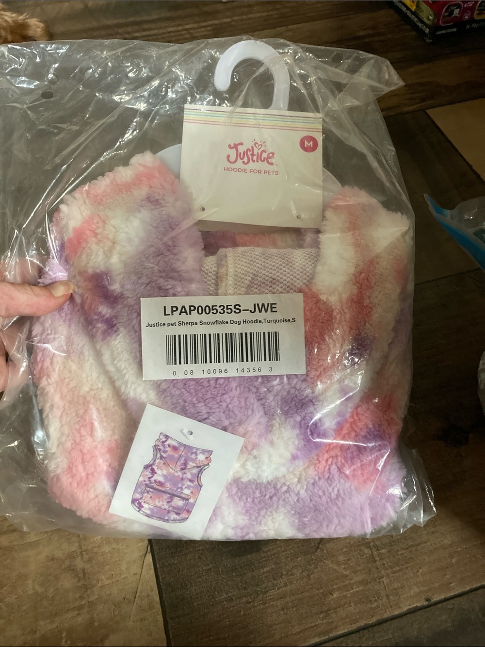 Justice Plush Sherpa Pet Hoodie - Pink Purple Tie-Dye